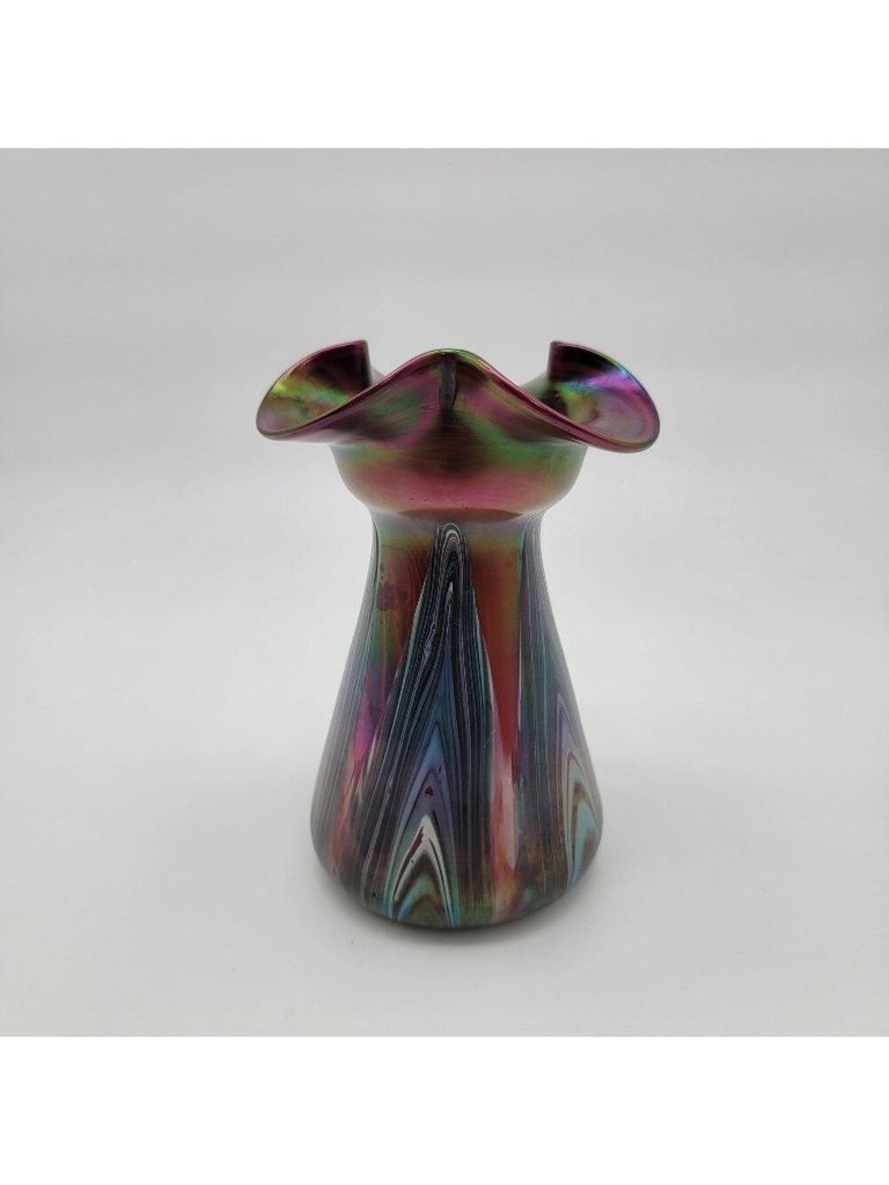 Antique Art Nouveau Josef Rindskopf Bohemian Pulled Feather Iridescent Art Glass